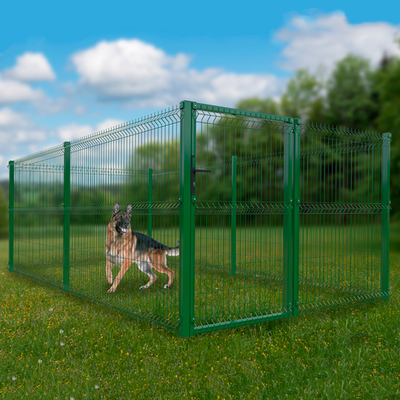 Вол'єр вигул для собак 3D Паркан™-  2,5х5 м, висотою 1,53 м з хвірткою, сітка Ø 4х4 мм 0000200 фото